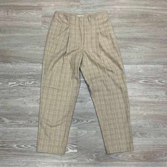 Wilfred High Waist Dress pants Plaid Beige Ankle Crop  Pant Wool Cashmere - Picture 1 of 10